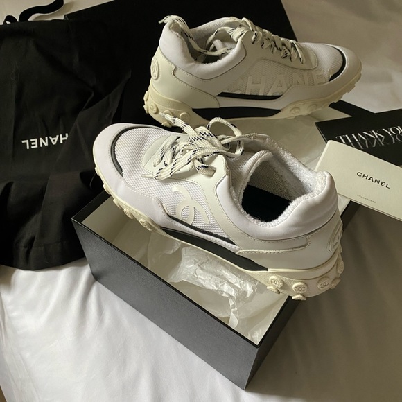 White Chanel athletic shoe, bought at Saks, worn 3 times. - Picture 1 of 7